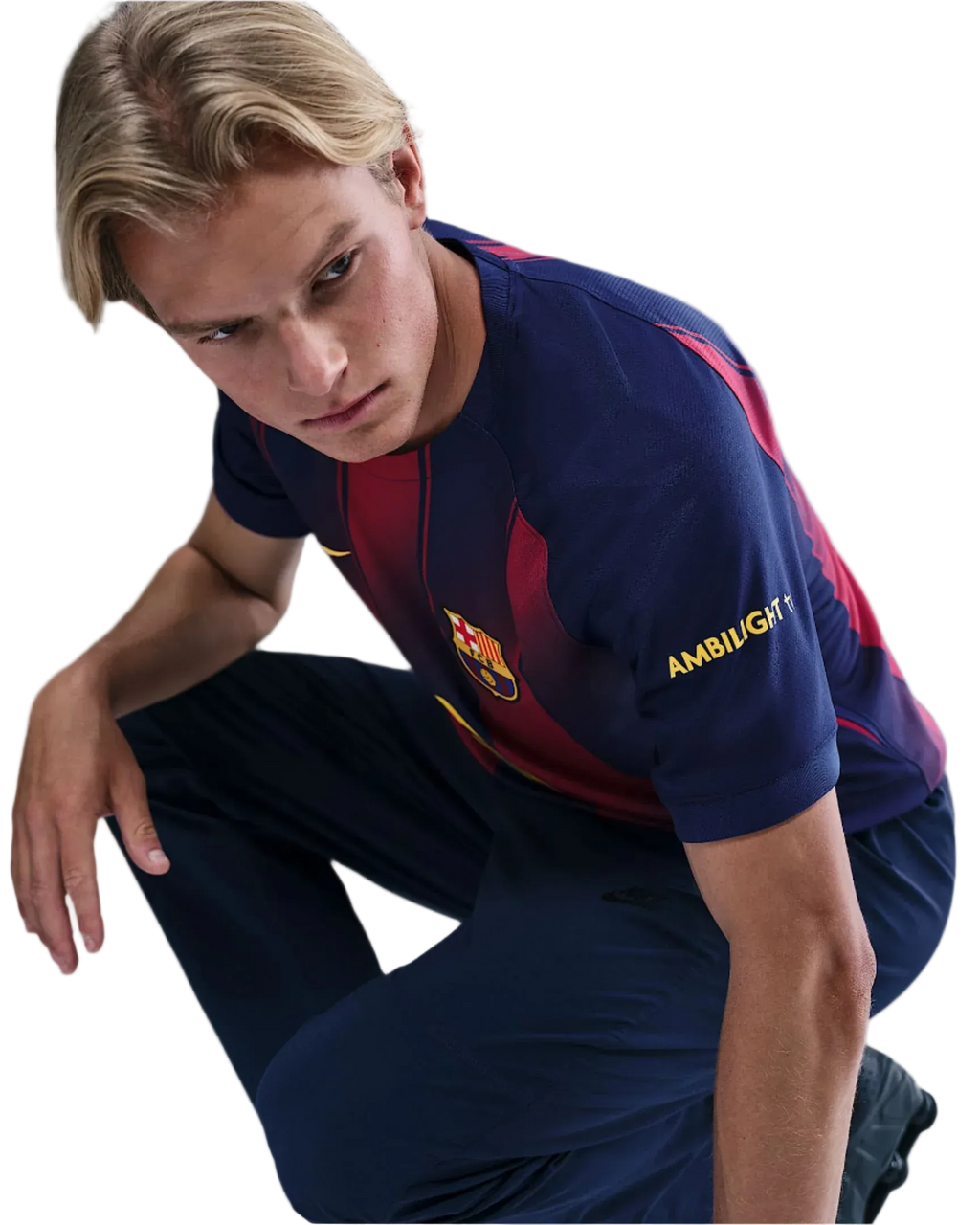 Nike Maglia Home FC Barcelona 25/26 da Uomo Lamine Yamal con patch Champions League (Blu Royal Profondo/Oro Midwest)