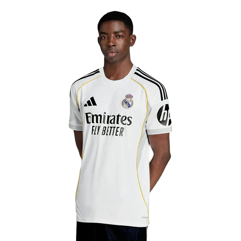 Maglia Home adidas Vinícius Jr. Real Madrid 2025/26 con patch di Champions League (Bianca)