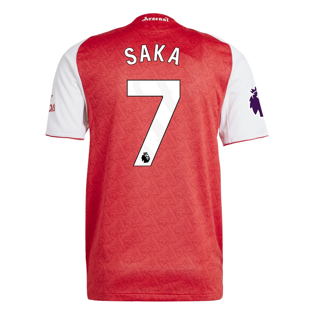 Maglia Home  adidas Bukayo Saka Arsenal FC 2025/26 con Patch Champions League (Rosso Scarlet / Bianco)