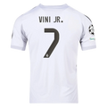 Maglia Home adidas Vinícius Jr. Real Madrid 2025/26 con patch di Champions League (Bianca)