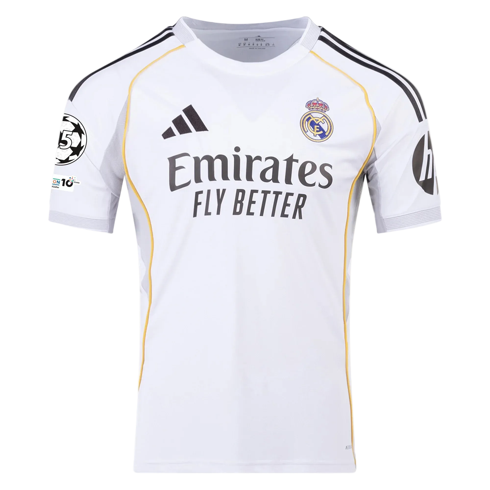 Maglia Home adidas Vinícius Jr. Real Madrid 2025/26 con patch di Champions League (Bianca)