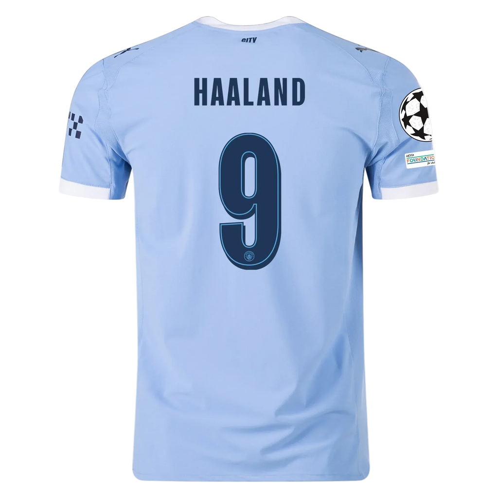 Puma Maglia Home Manchester City Erling Haaland con patch Champions League 25/26 (Team Light Blue/Bianco)