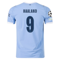 Puma Maglia Home Manchester City Erling Haaland con patch Champions League 25/26 (Team Light Blue/Bianco)