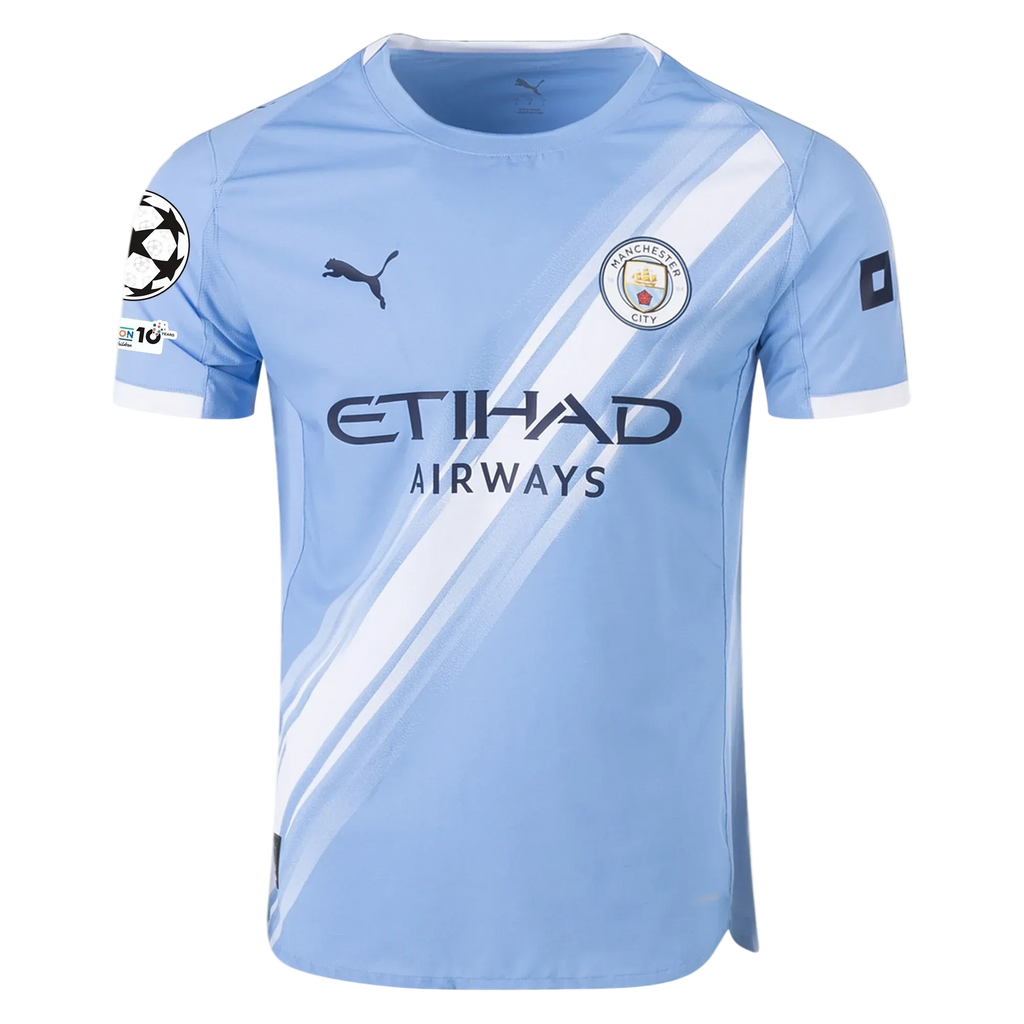 Puma Maglia Home Manchester City Erling Haaland con patch Champions League 25/26 (Team Light Blue/Bianco)