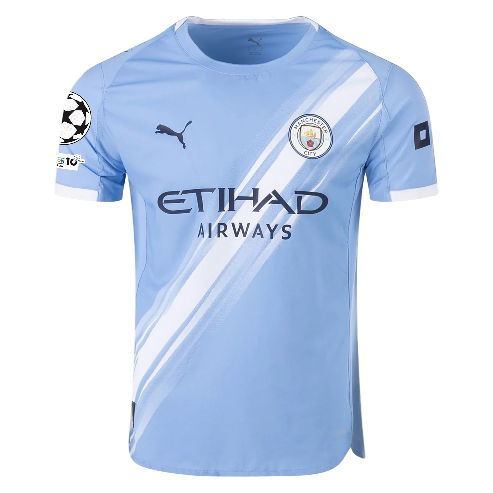 Puma Maglia Home Manchester City Erling Haaland con patch Champions League 25/26 (Team Light Blue/Bianco)