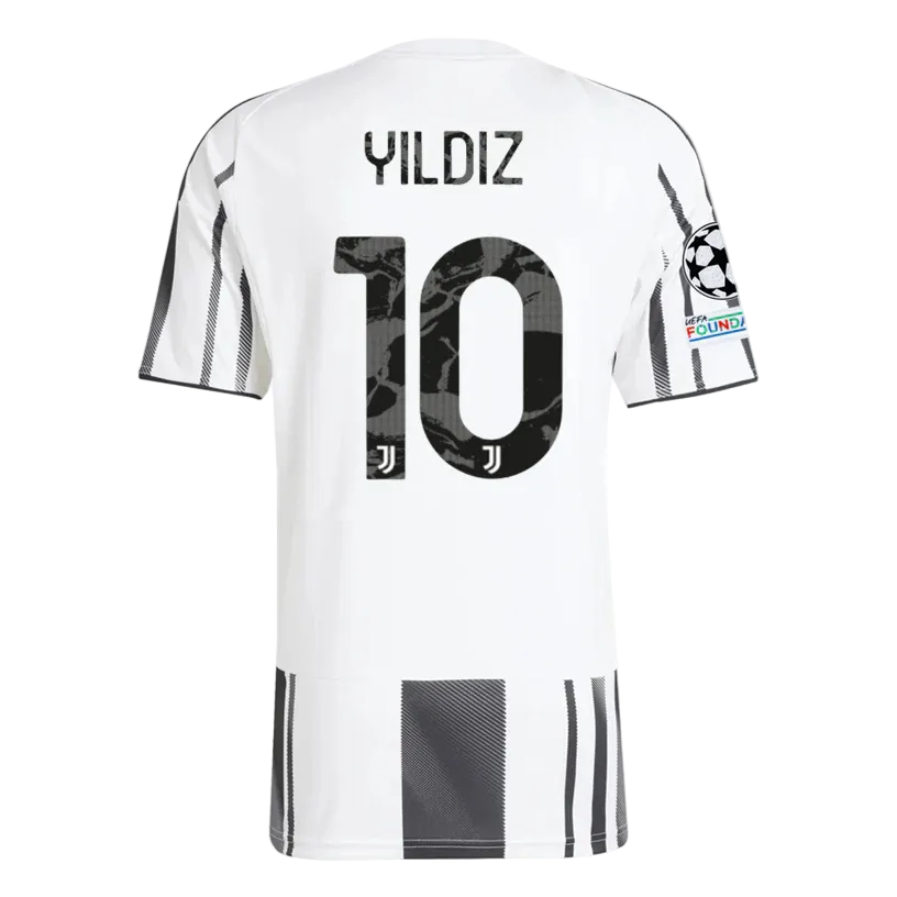 adidas Maglia Home Juventus Yildiz con patch Champions League 25/26 (Bianco/Nero/Rosa)